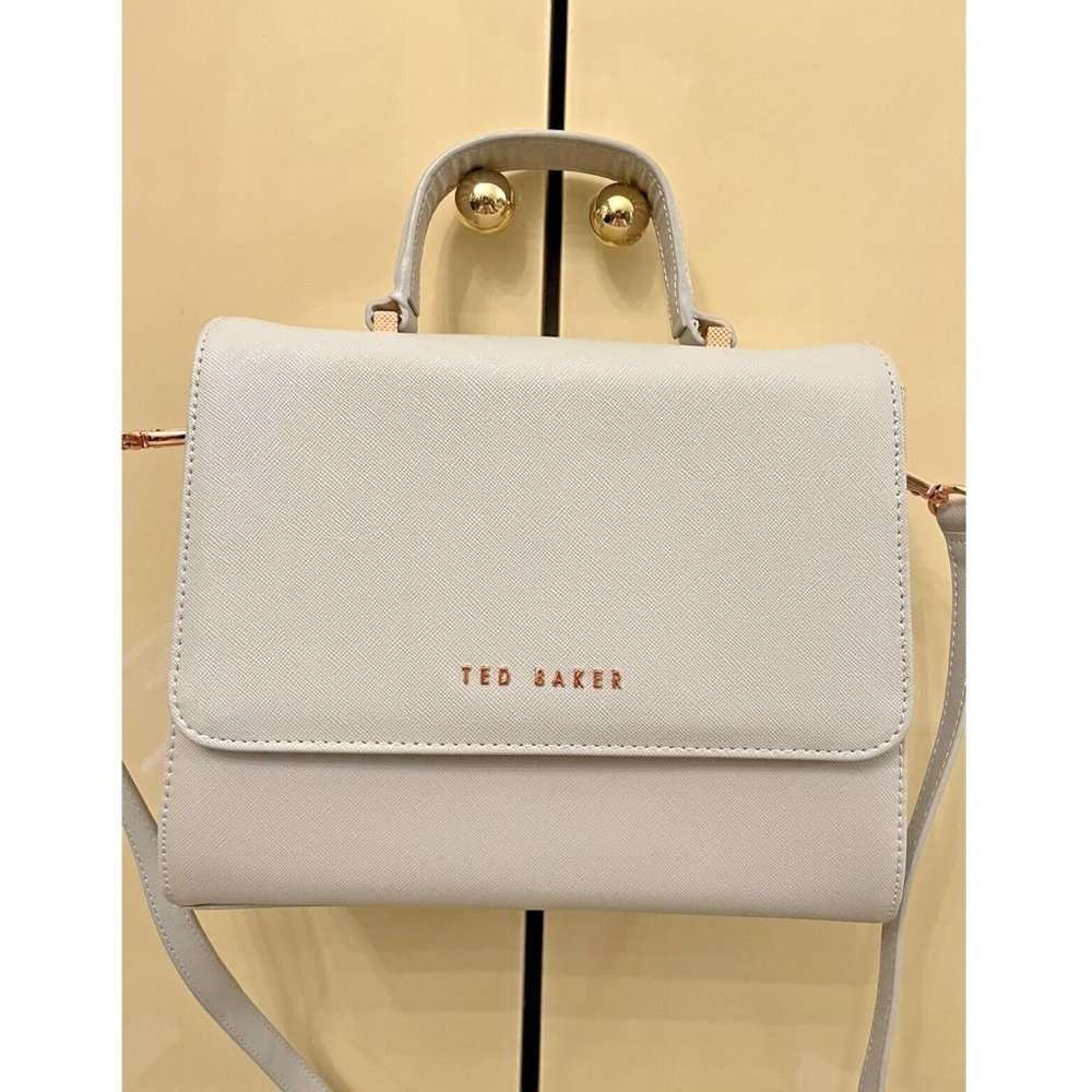 SOLD TED BAKER GREY GRAY ROSEGOLD HARDWARE CROSSBODY TOP HANDLE BAG PURSE